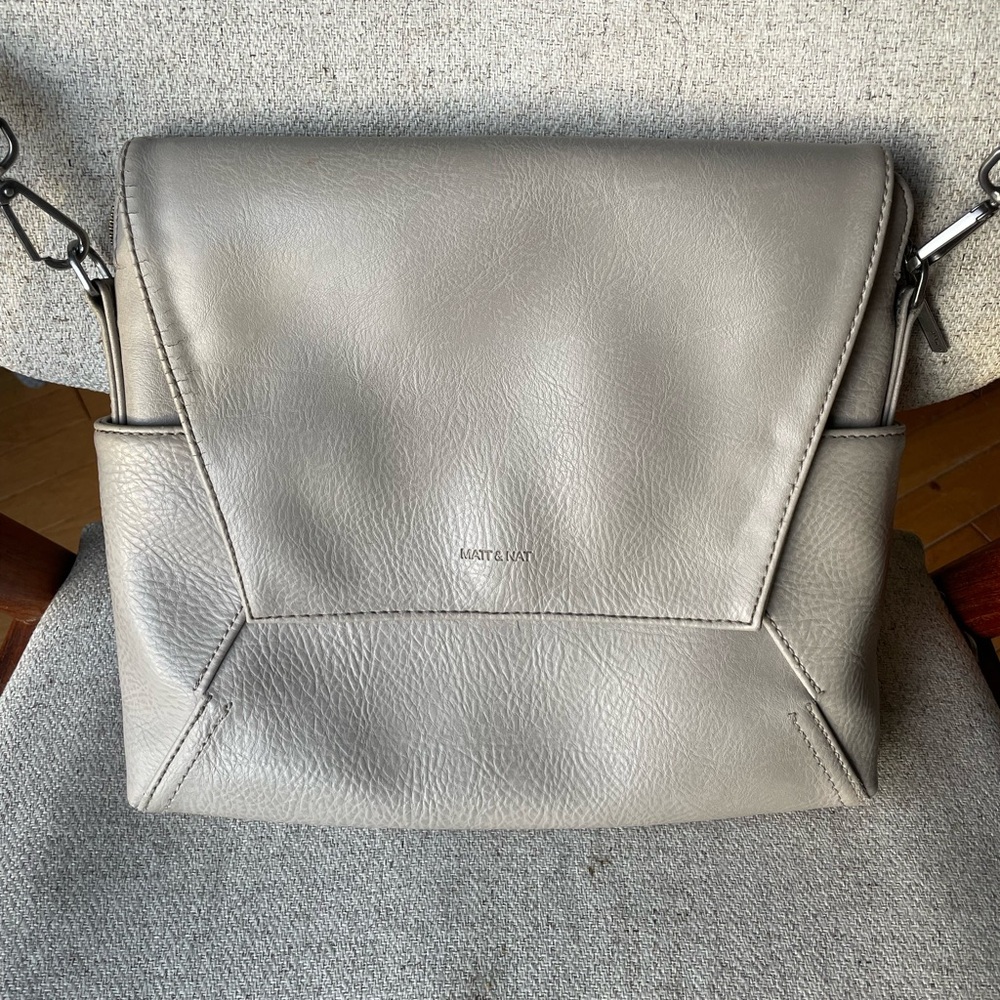 Matt & Nat Warm Grey Vegan Leather Crossbody or Shoulder Bag